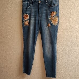 a.n.a Blue Jeans with Floral Embroidery
